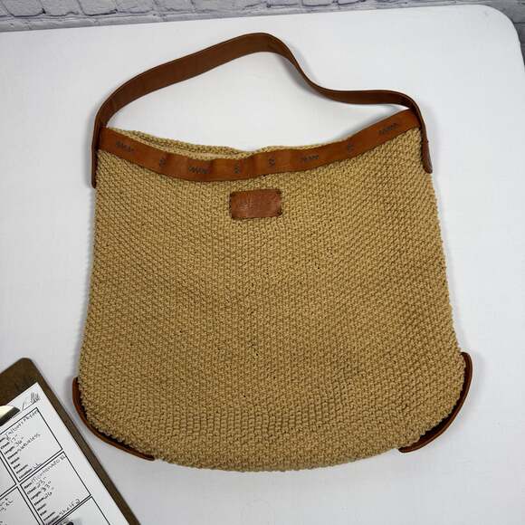 Lucky Brand Handbags - Lucky Brand Woven Jute & Leather Boho Shoulder Bag Purse
